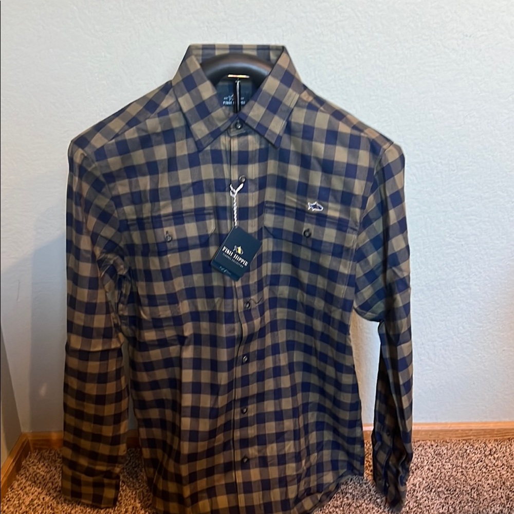 Fish Hippie Men's Blue/Olive Plaid Flannel Shirt